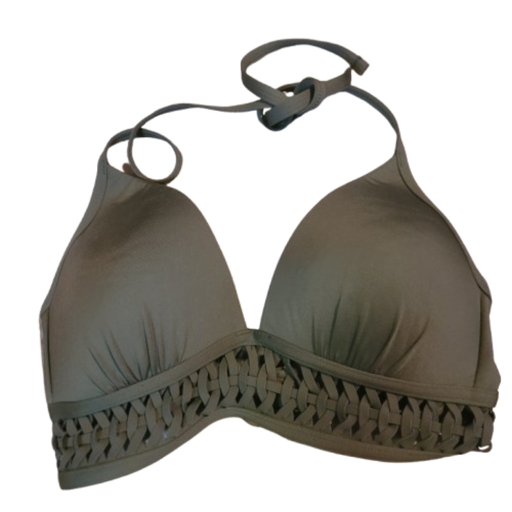 Kenneth Cole Olive Braided Bikini Top 38 B/C